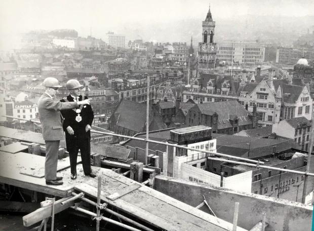 Bradford Telegraph and Argus: 'Topping out' ceremony at Bradford Central Library in 1966